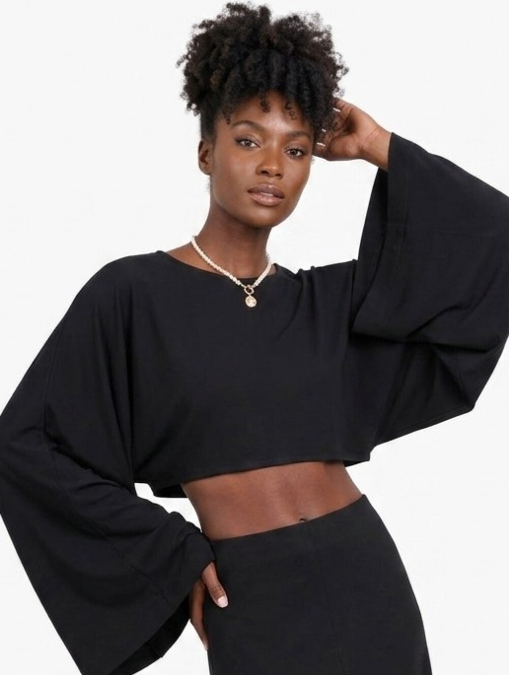 NWT Primi Elegant Black Women's Cropped Blouse
